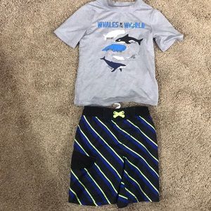Boys swim trunks and rash guard shirt